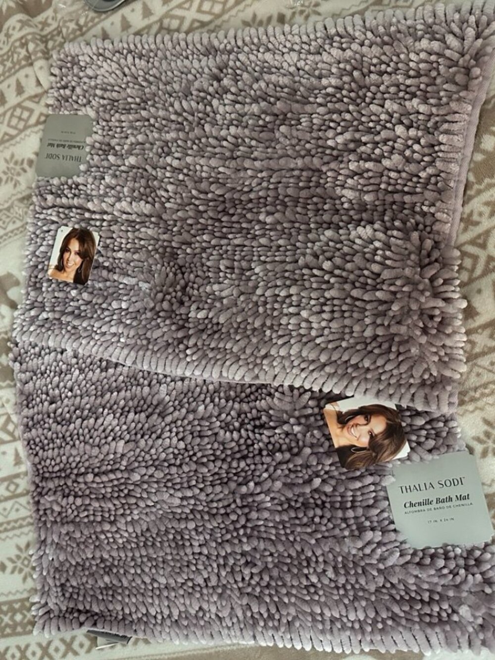 Lavender chenille bath mat (set of 2)